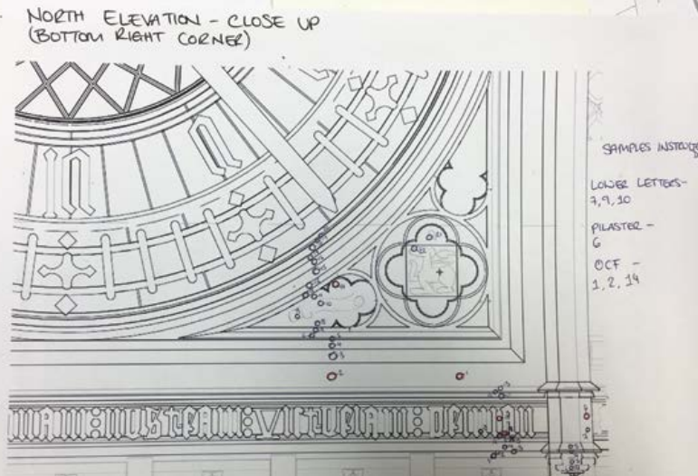 Elizabeth Tower - Paint Chippings Drawing - c.cliveden conservation, alexandra miller.png