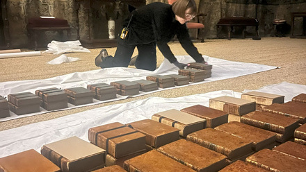 Moving the book collections for safekeeping at Hardwick Hall, Derbyshire. (C) National Trust.jpg