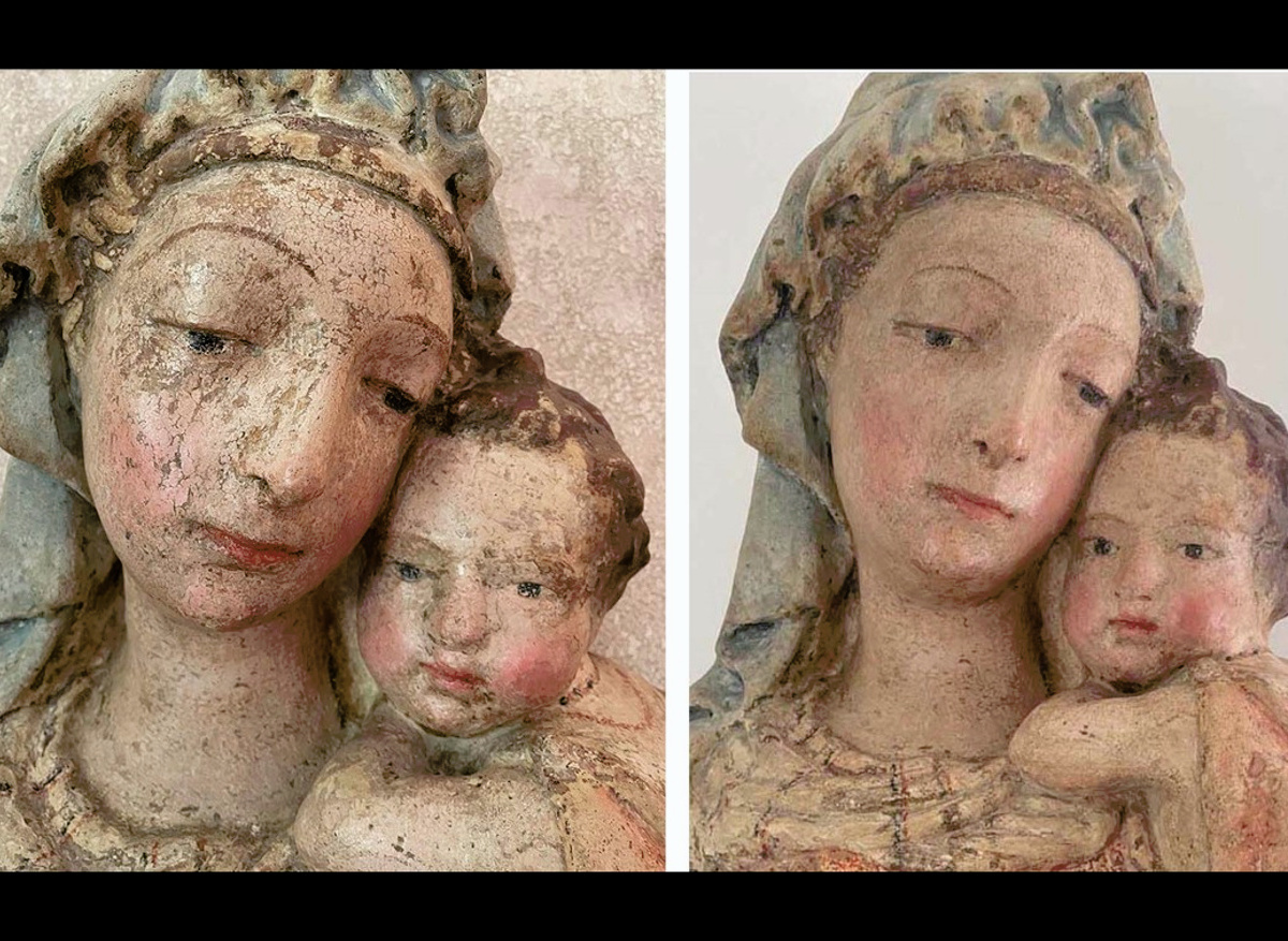 Madonna and Child before and after conservation