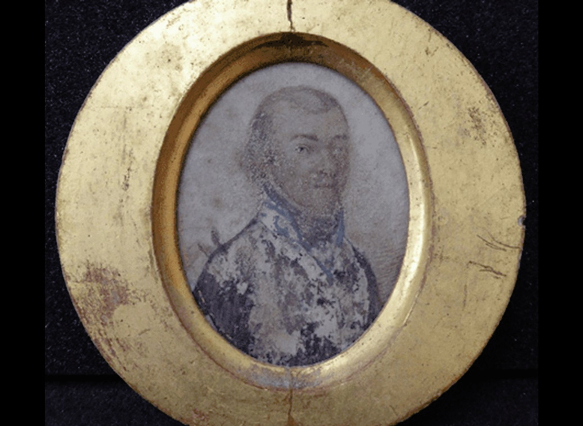 Portrait miniature of ‘Baron Josef Otto Stockar von Bernkopf’ before treatment