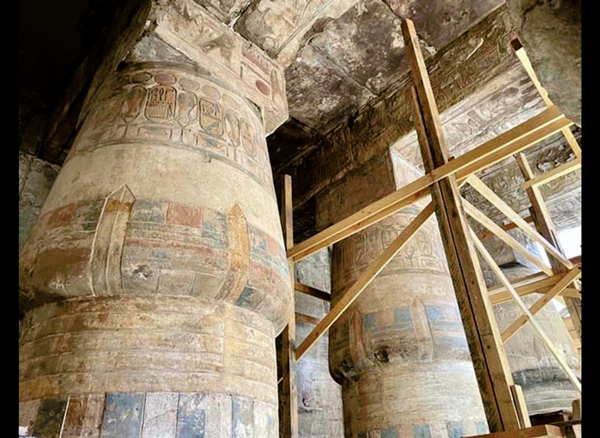 The Court Portico and Khonsu Temple during conservation work