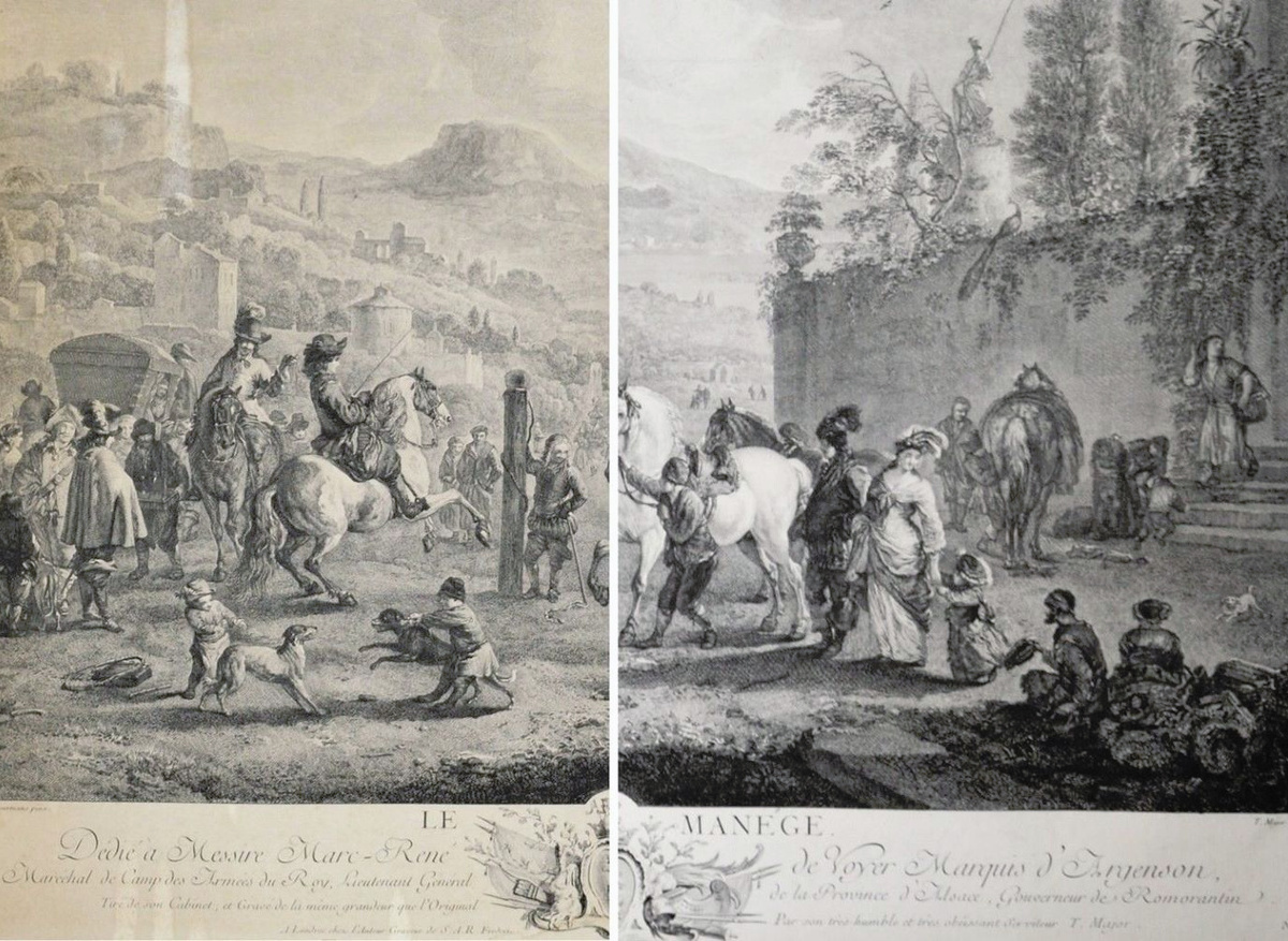 An 17th century engraving by Philips Wouverman, La Manege, before and after conservation
