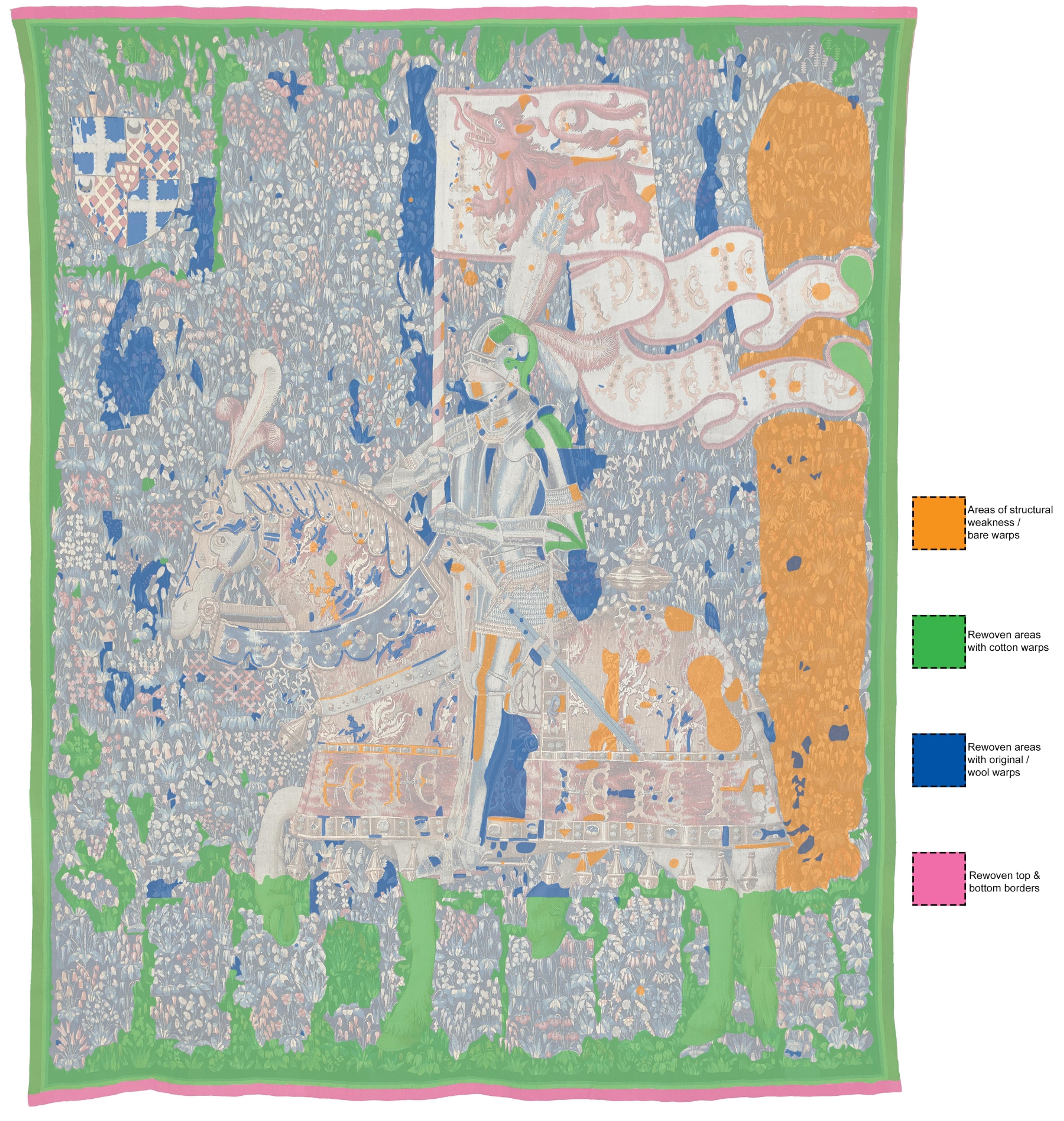 Mapping of re-warped, re-woven and weak areas ©NationalTrust-TextileConservationStudio.jpg