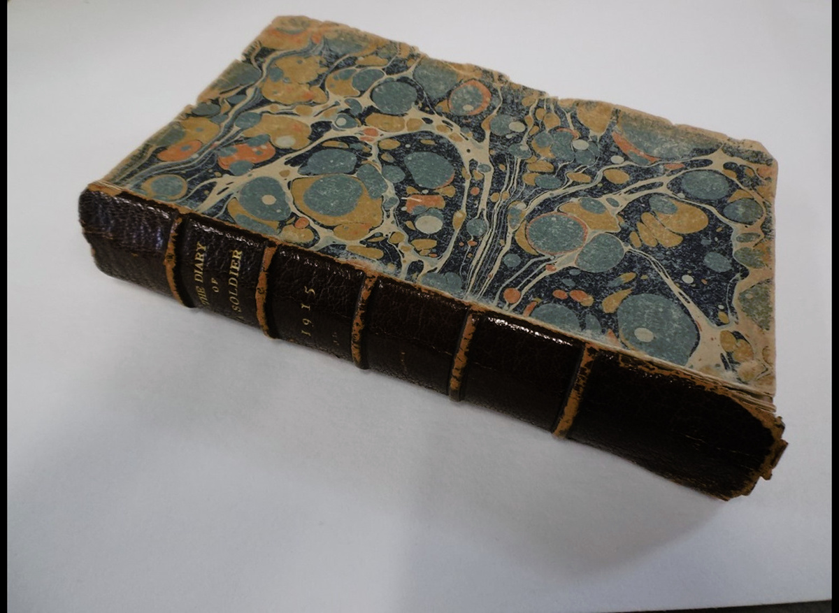 The Royal Welch Fusiliers Museum, Keating Diary Volume 1 / Amgueddfa’r Ffiwsilwyr Brenhinol Cymreig, Dyddiadur Keating Cyfrol 1.   Before Conservation: