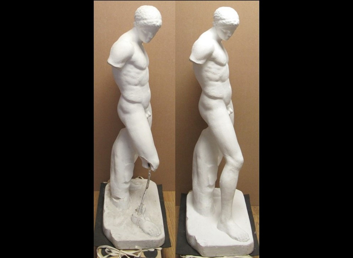 Plaster figure of standing male with discus, Charterhouse School, 2024