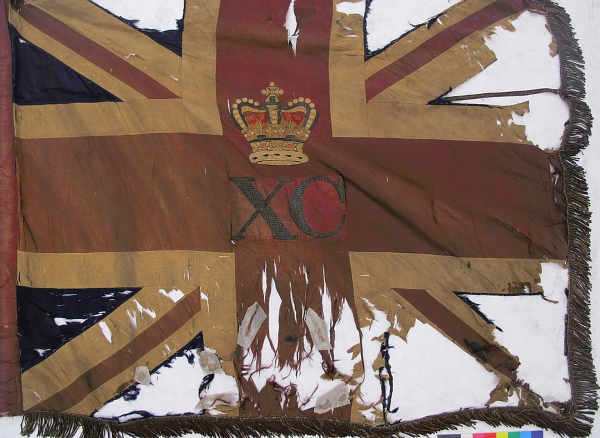 19th-century regimental Colour, treatment in progress