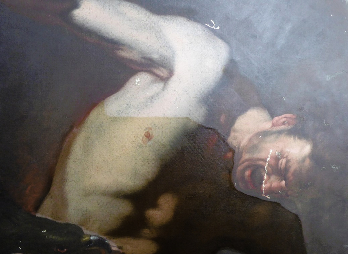 ‘Prometheus’, attributed to Luca Giordano, during varnish removal