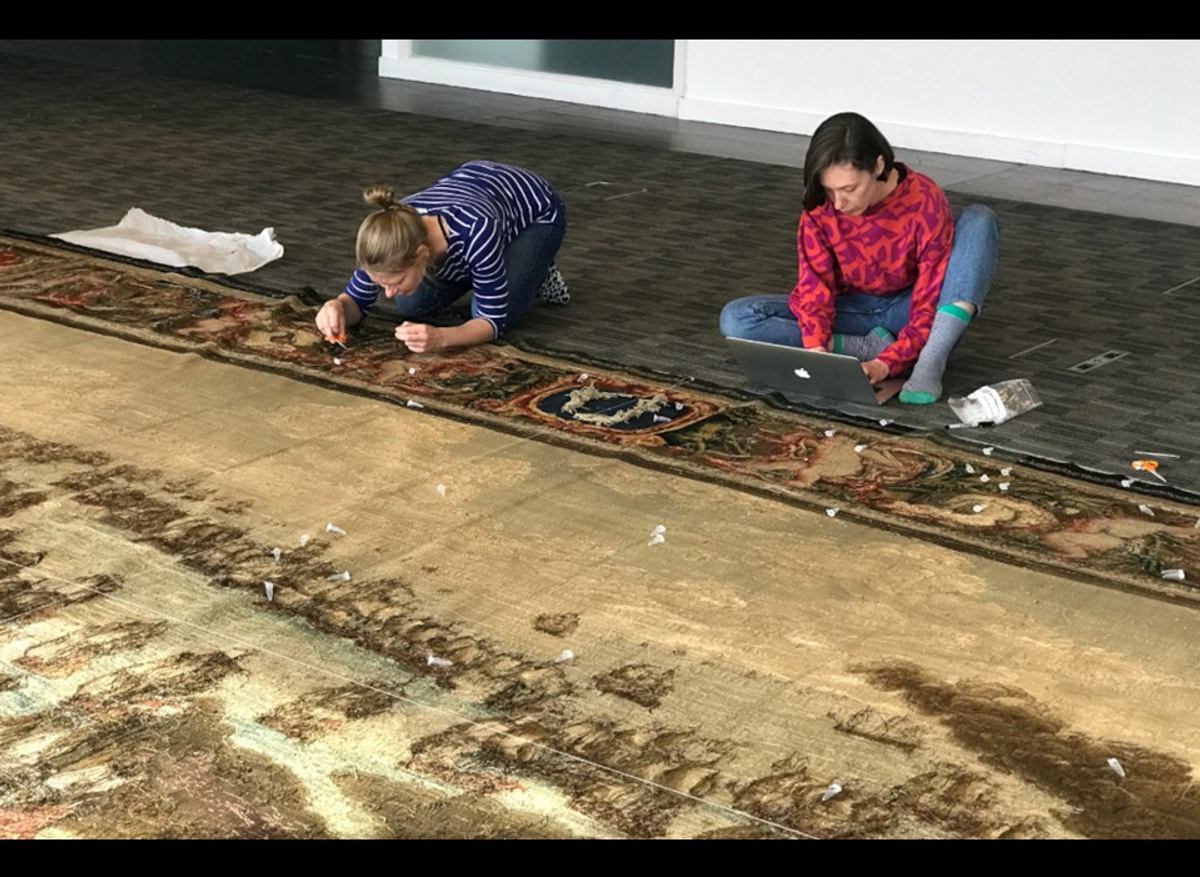 Conservation of the Royal Museums Greenwich Battle of Solebay tapestry, English, early 17th century.