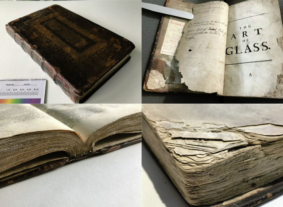 Art of Glass, H. Blancourt, London 1699 with extensive annotations by 17th Century glassmakers. Guildford Institute Library
