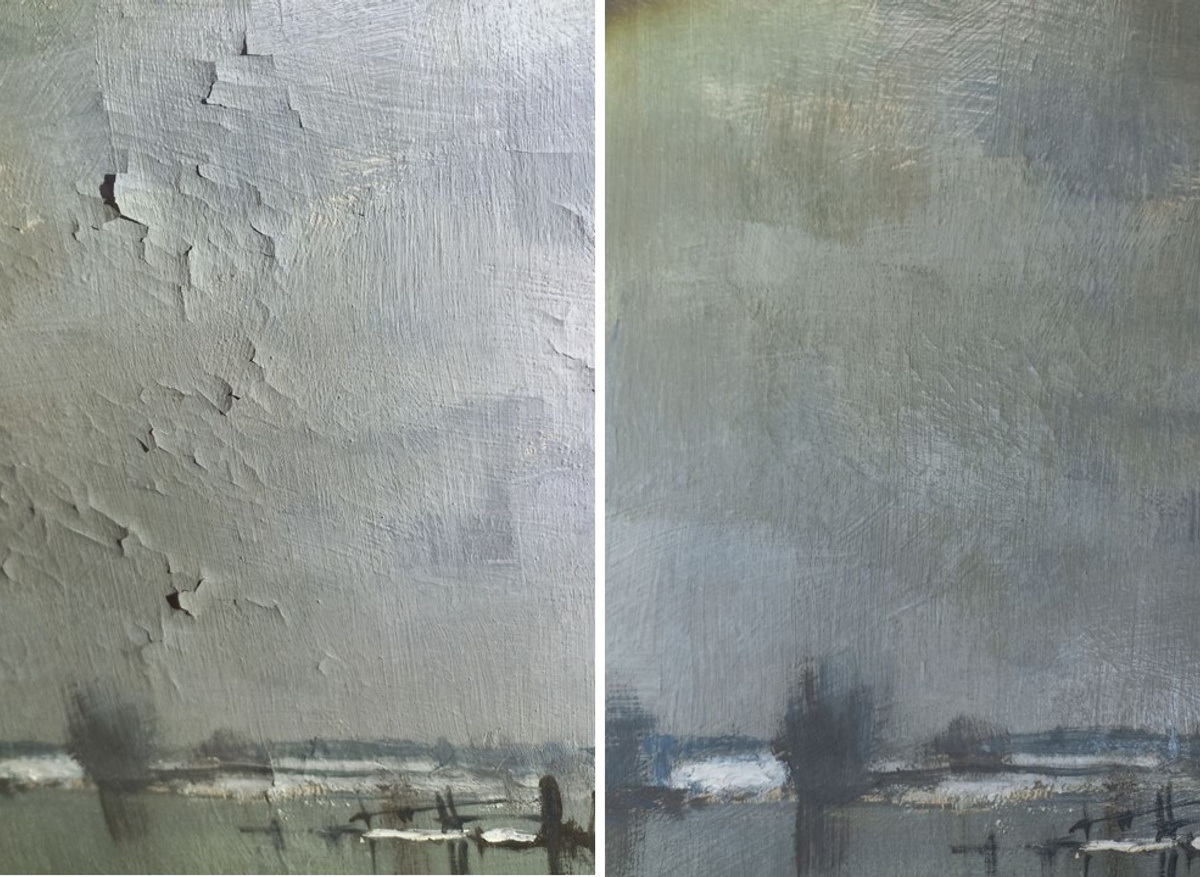 Consolidating raised or flaking paint