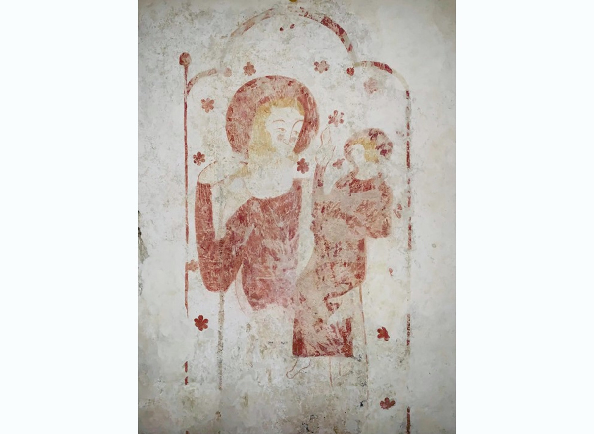 14th century wall paintings at the church of St Peter & St Paul, Edenbridge