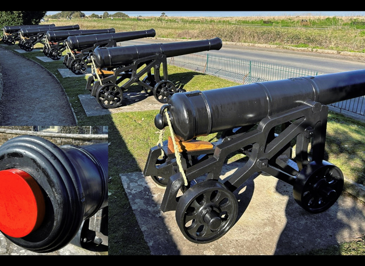 Open-frame cast iron cannon and carriages, Walmer Castle, Kent (English Heritage)