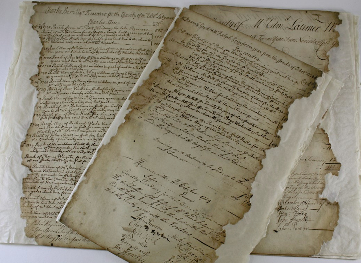 Accounts of the Latymer Charity 1727-1804 Paper Repair of the Textblock