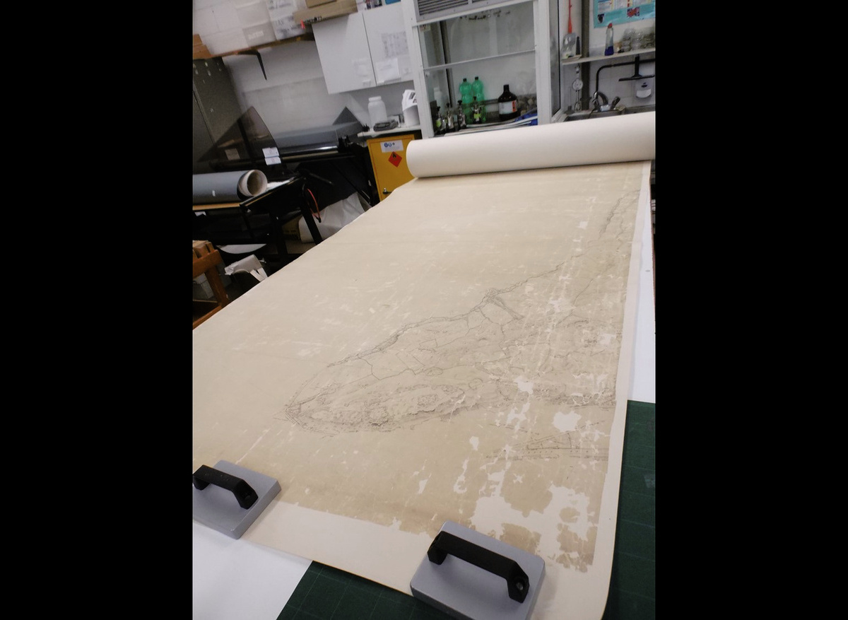Penrhyn Estate Collection, Map, Brifysgol Bangor. / Casgliad Ystâd Penrhyn, Map, Bangor University. After Conservation: