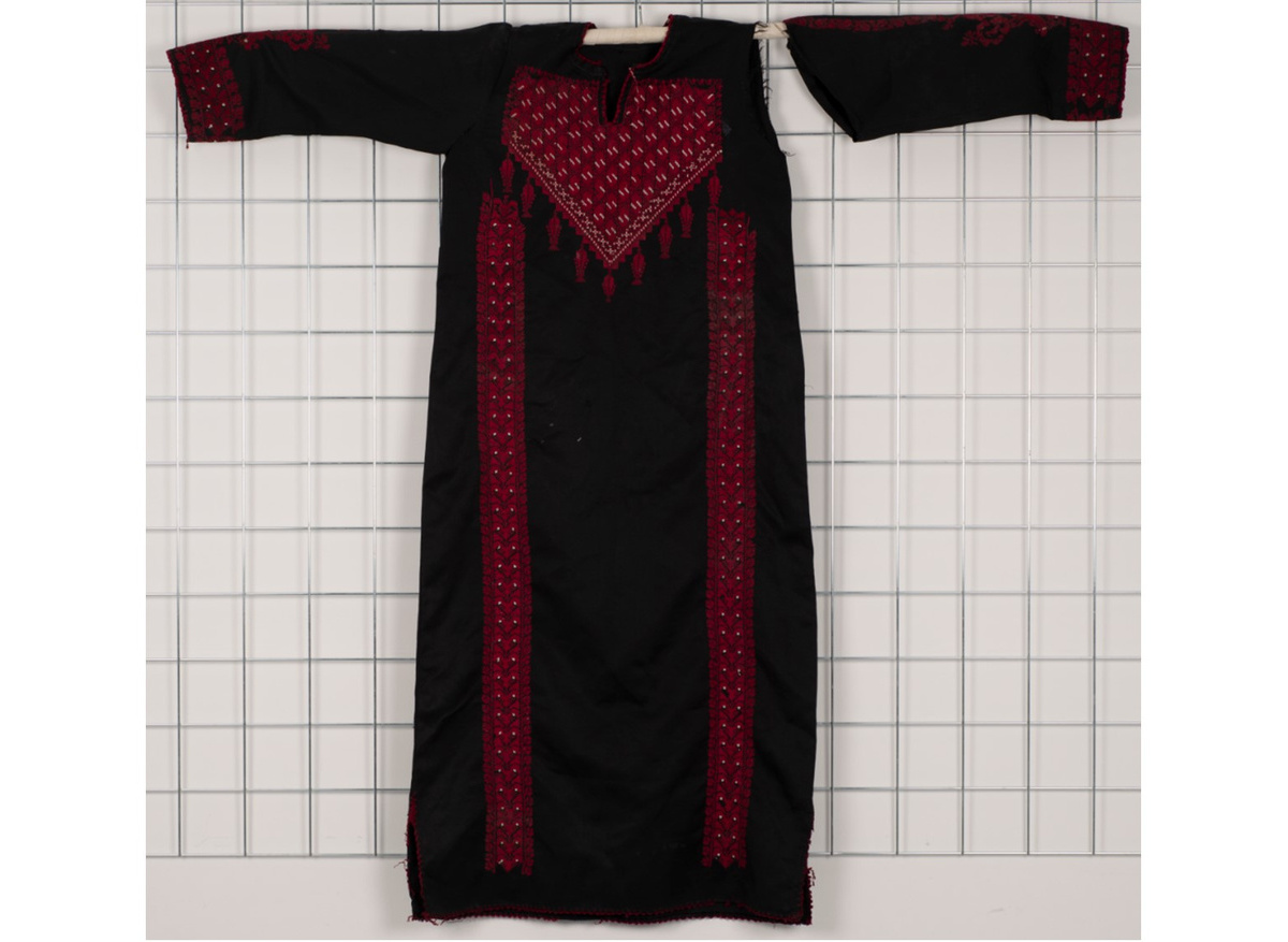 The front of the woman’s dress recovered from the Rafah Museum, before conservation