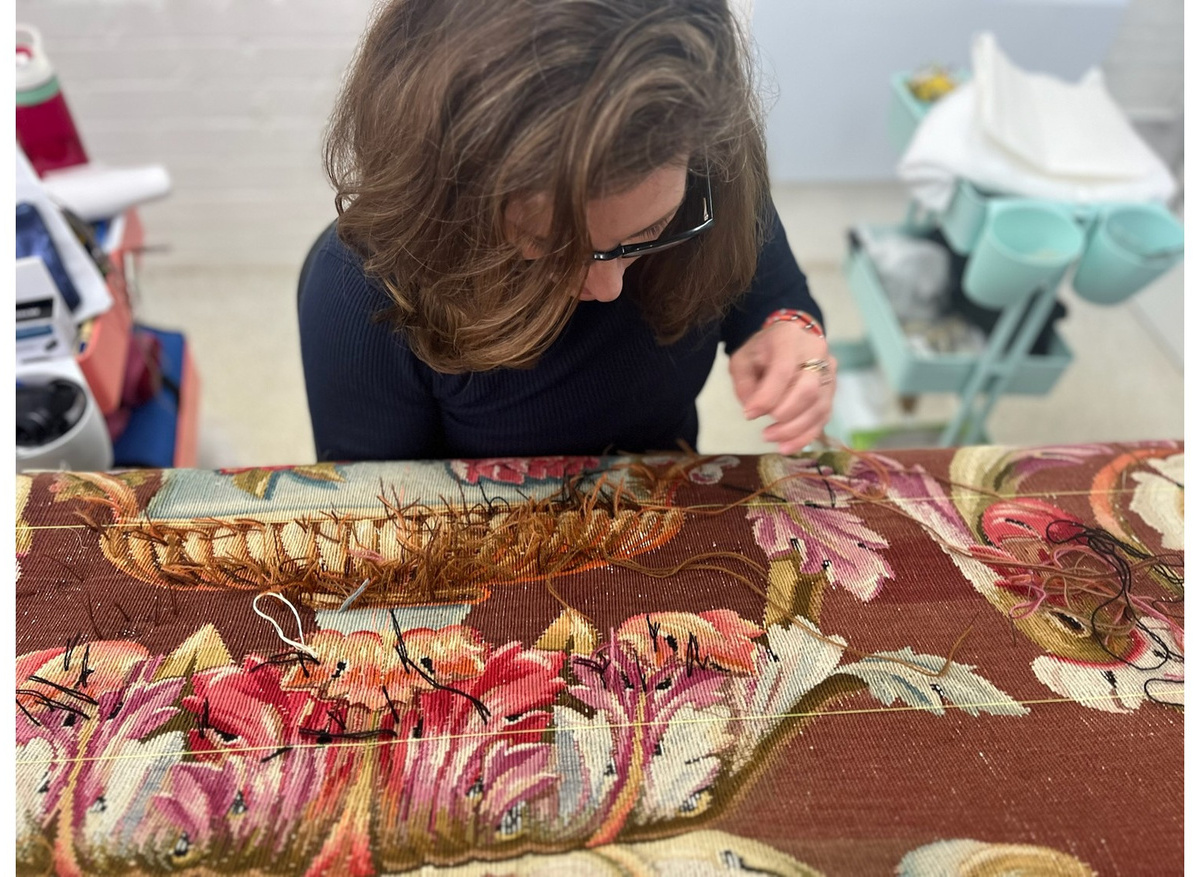 Conservation of a 19th Century Tapestry Woven Rug