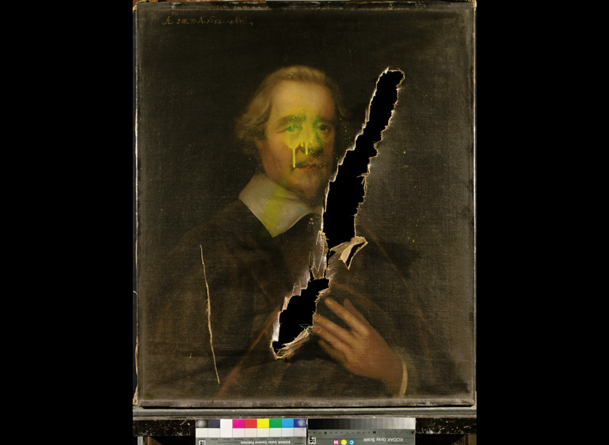 Conservation of a vandalised painting: Portrait of David Papillon by an Unknown Artist