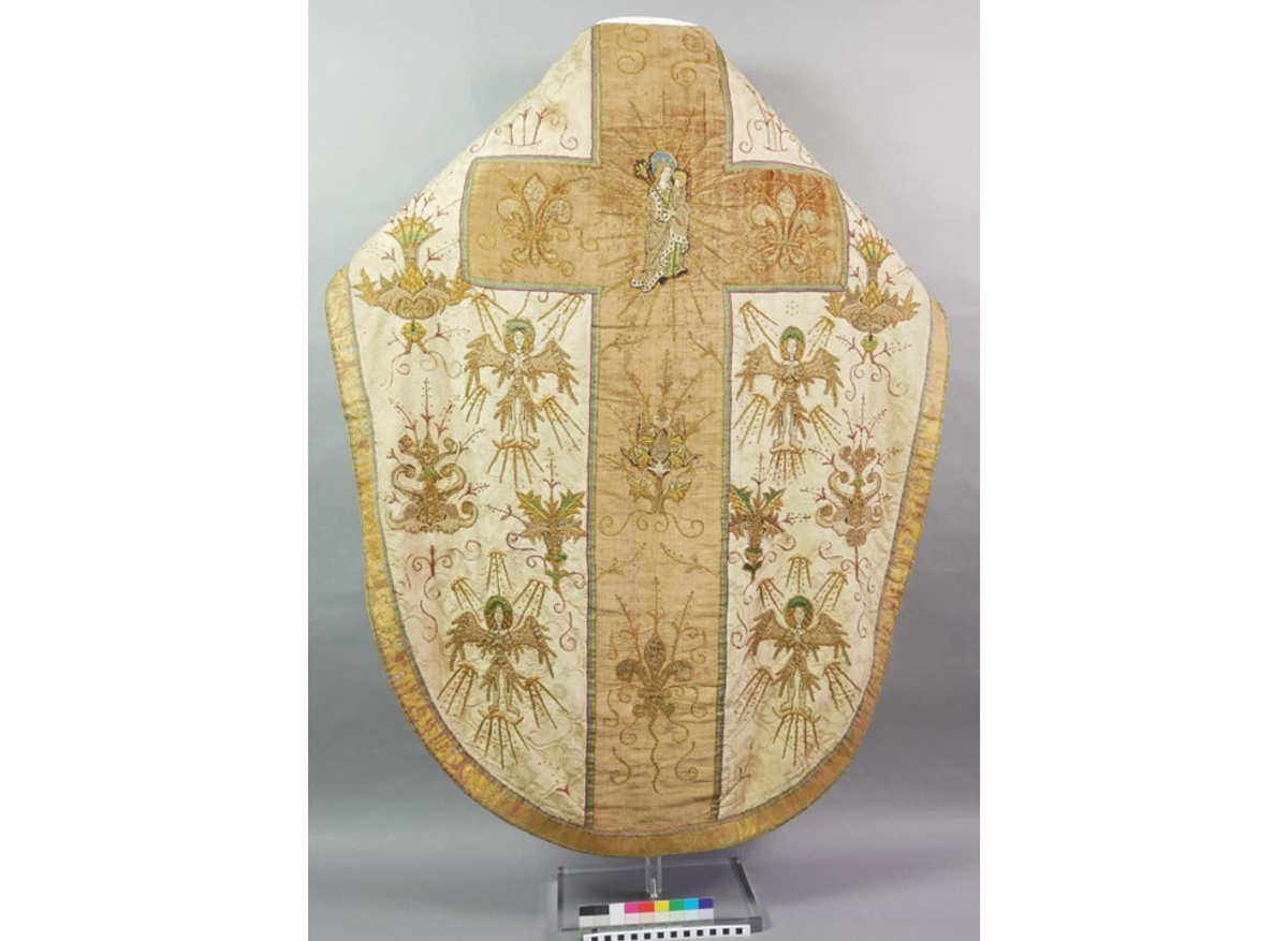 A 16th century chasuble, back after conservation and mounting