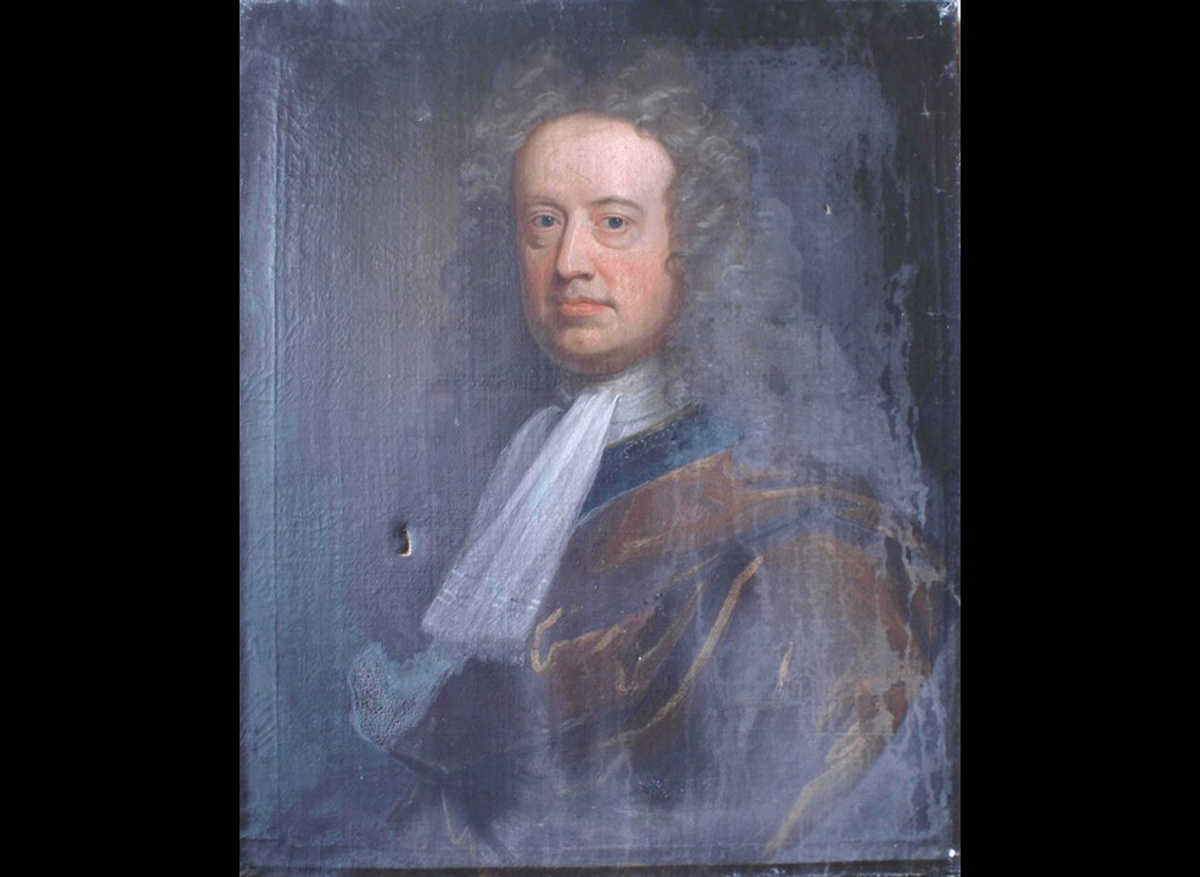 ‘Portrait of Professor W M Law of Elvingston’ by William Aikman, c1720, before treatment