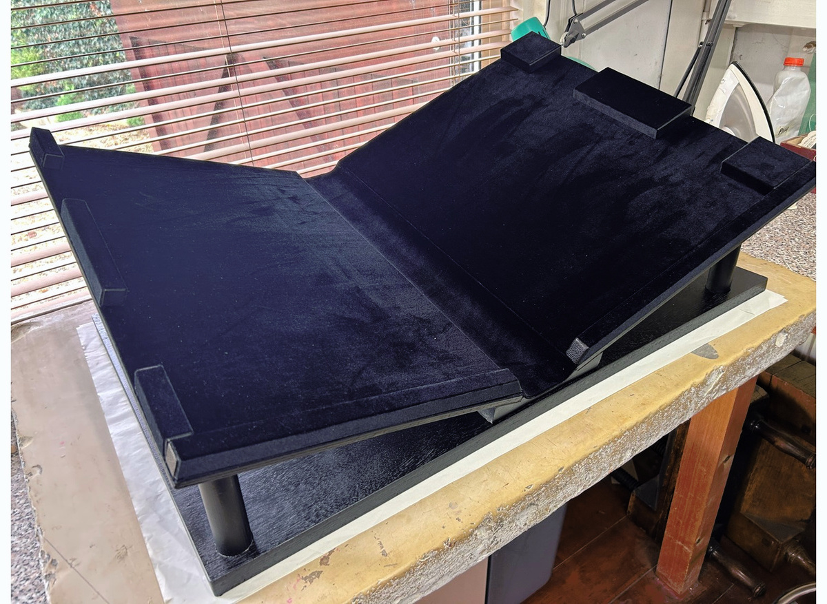  Velvet lined cradle with supports added on 3 sides