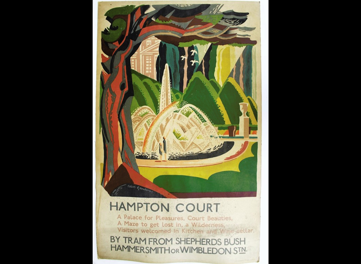 Hampton Court Travel Poster – Recto Before Conservation Treatment