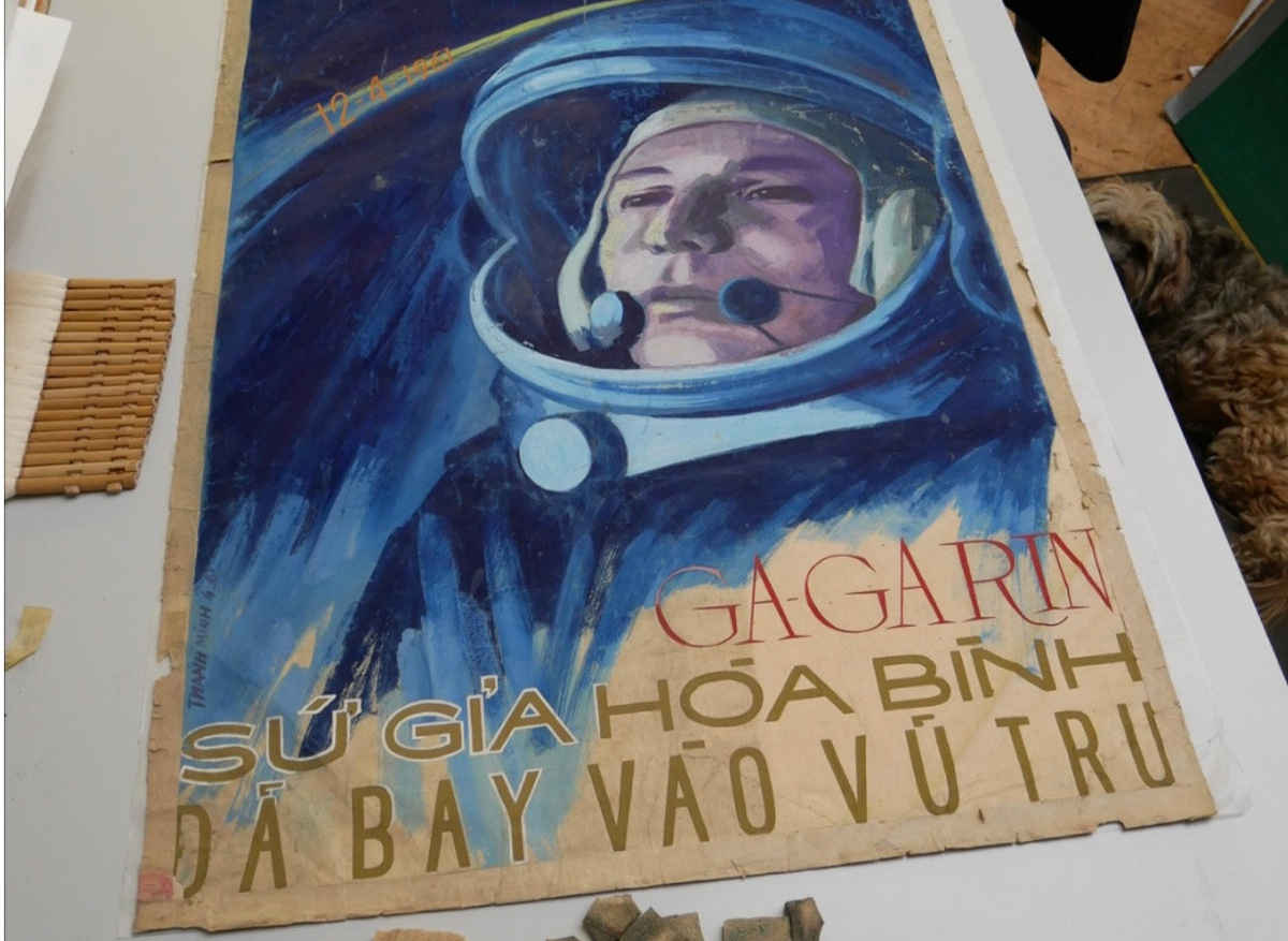 One of over 100 pictures conserved from the Dogma Collection, a privately owned, not for profit propaganda art collection based in Vietnam