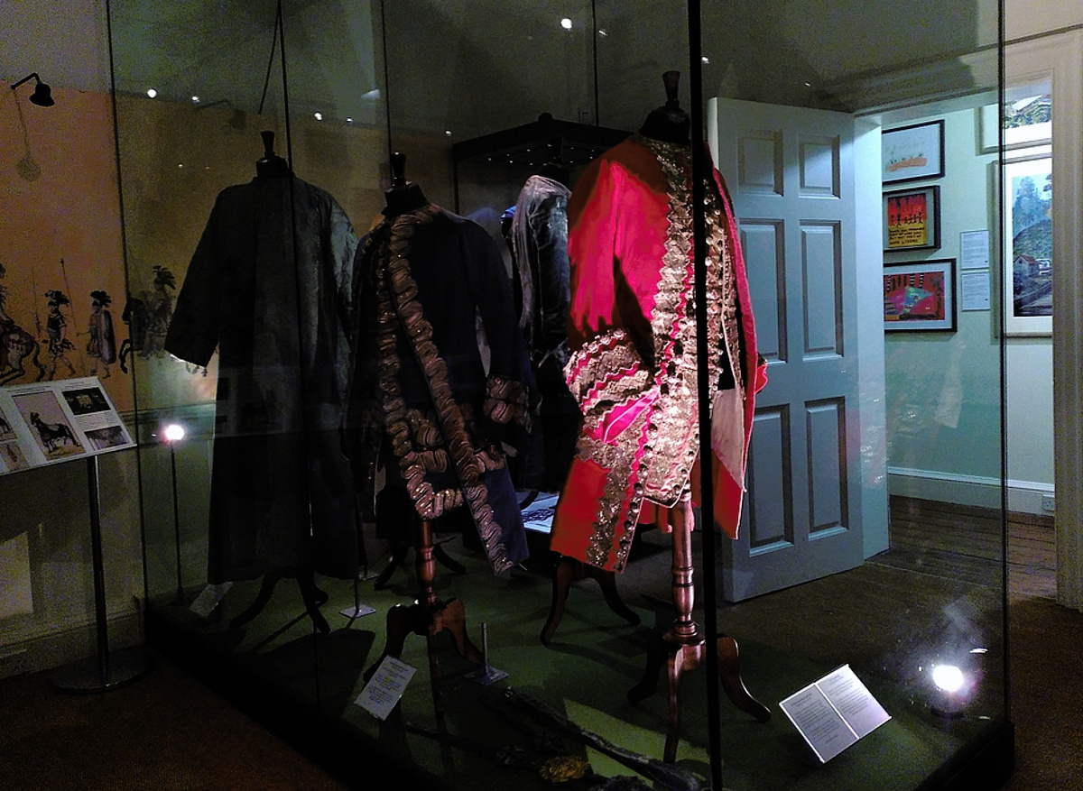 18th-century garments mounted for an exhibition