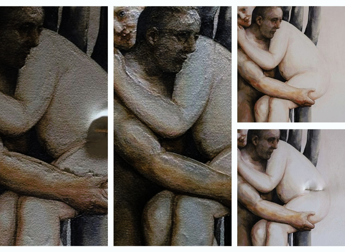 Conservation and restoration of accidental damage to a contemporary work dated1995.