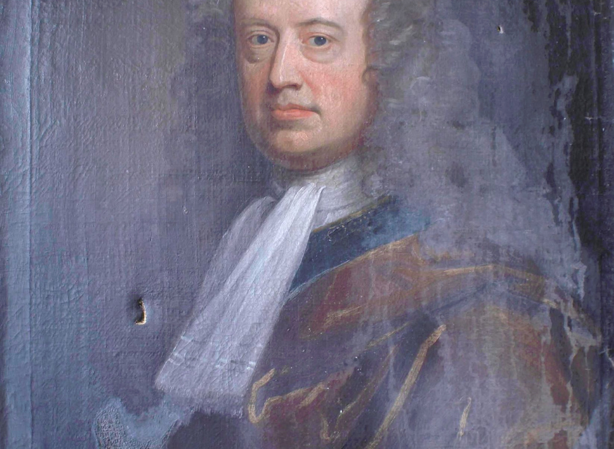 ‘Portrait of Professor W M Law of Elvingston’ by William Aikman, c1720, before treatment
