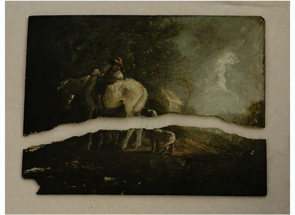 A damaged and split panel owned by a private client