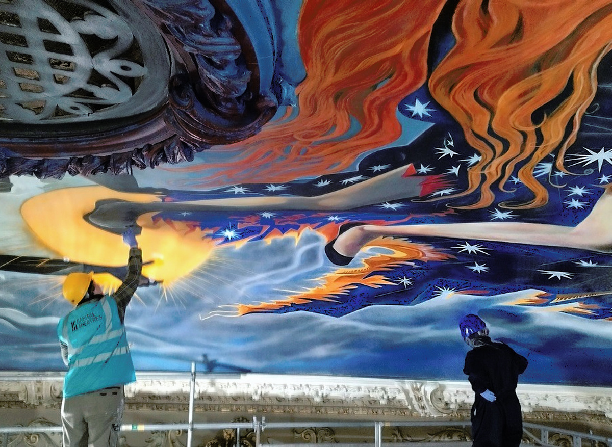 General dome mural view after conservation treatment.