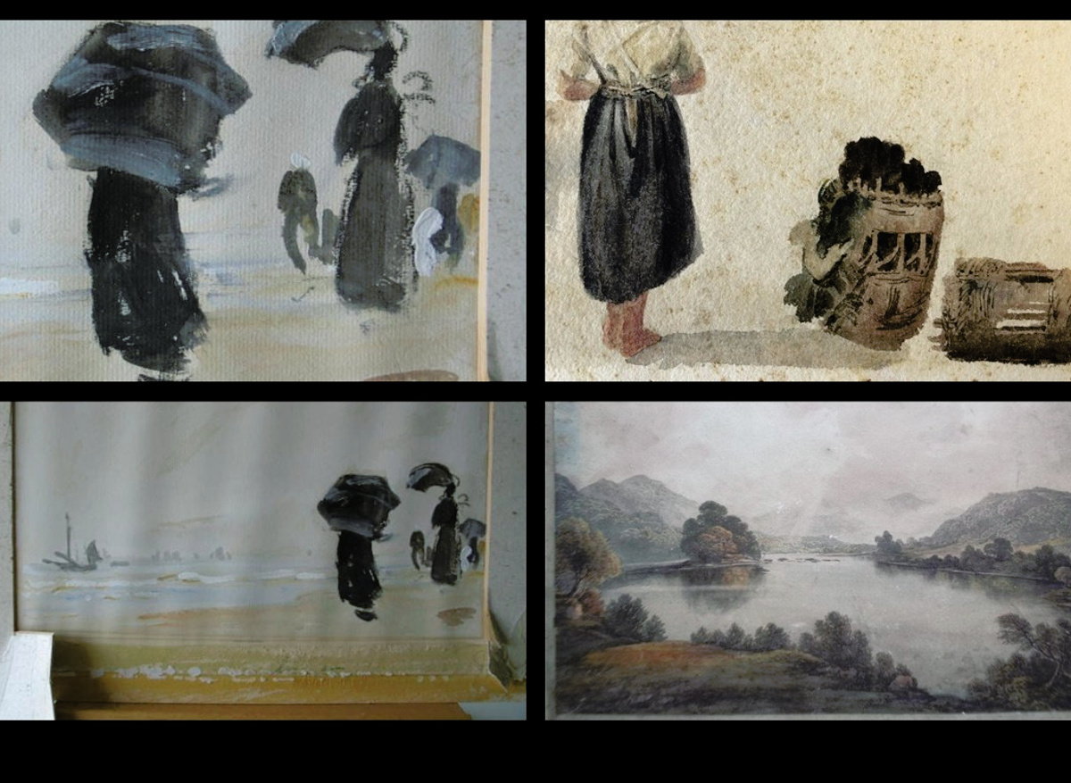 Watercolours. 18th – 20th Century. Examples of light and framing damage. Preventative and practical conservation