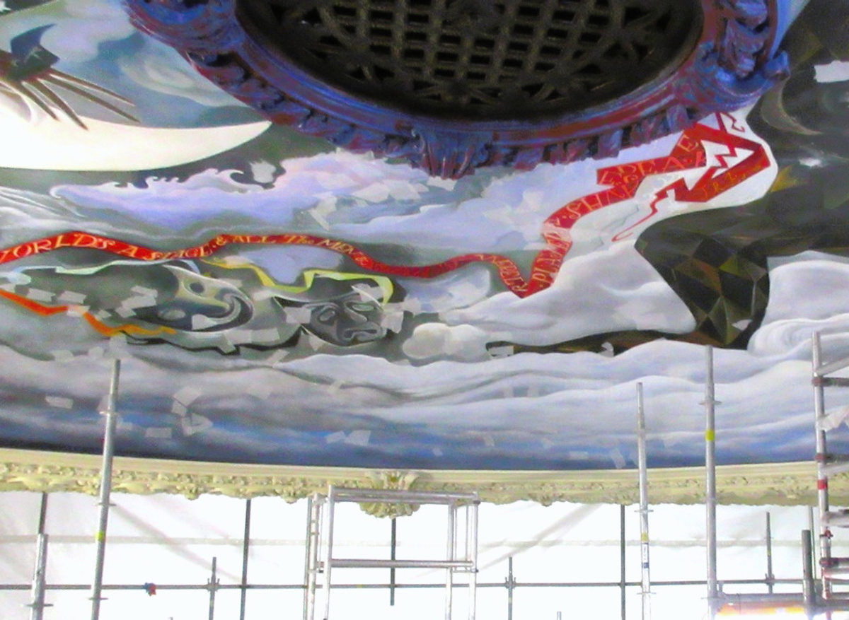 Dome mural decoration by John Byrne – temporary protective facing pre-treatment. 