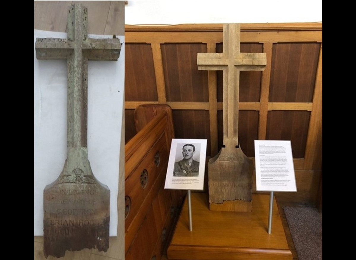 Conservation of WWI RFC wooden memorial cross for redisplay, St. Margaret’s Church, Cliffe, 2020