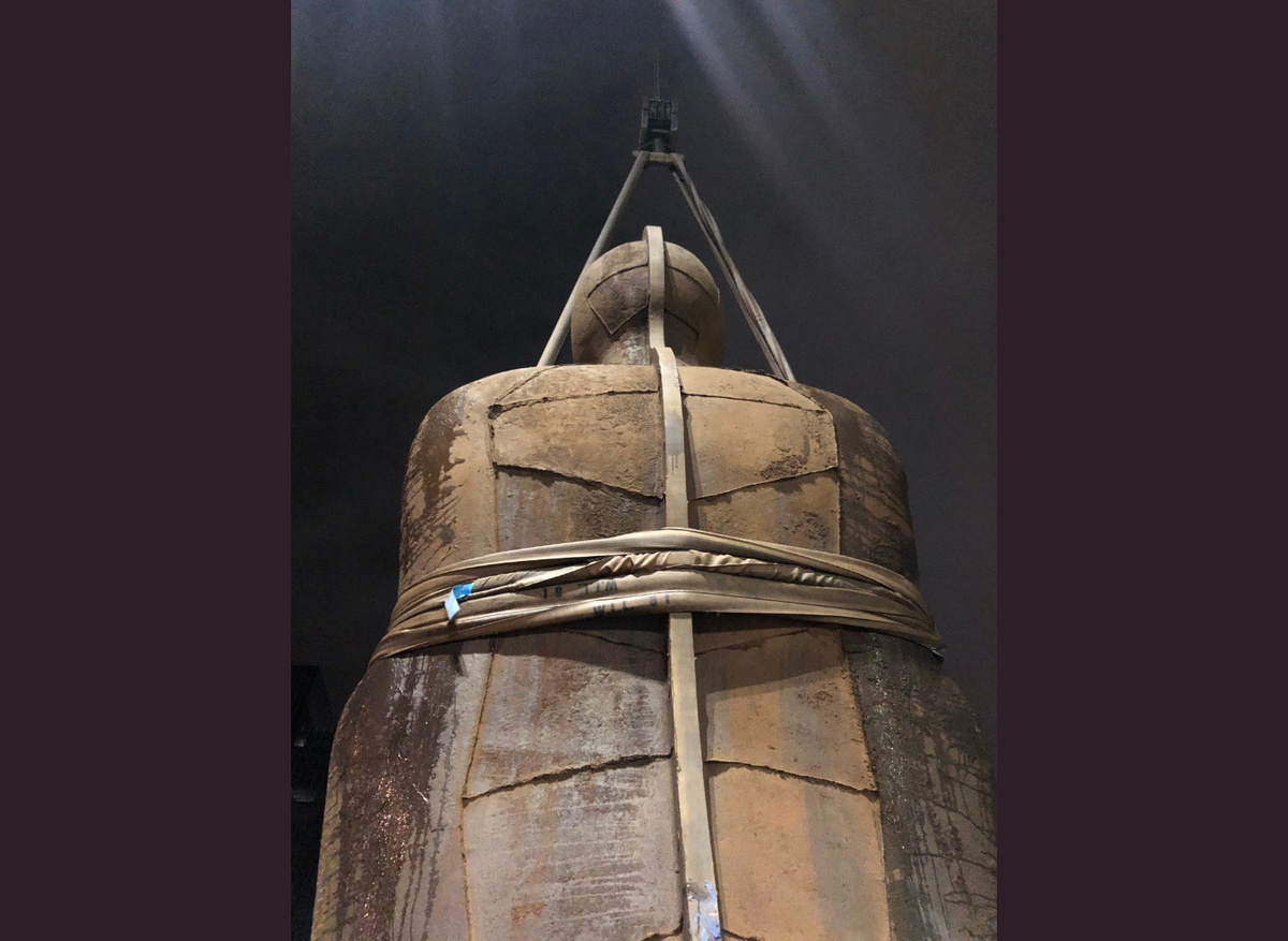 Re-installation of Iron: Man by Antony Gormley