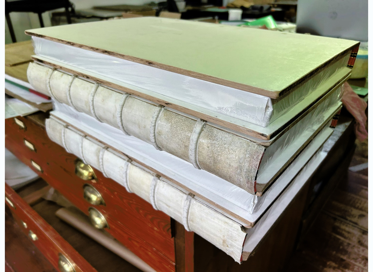  Spines lined with cotton then vellum