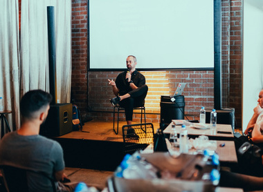 speaker at event in an event room