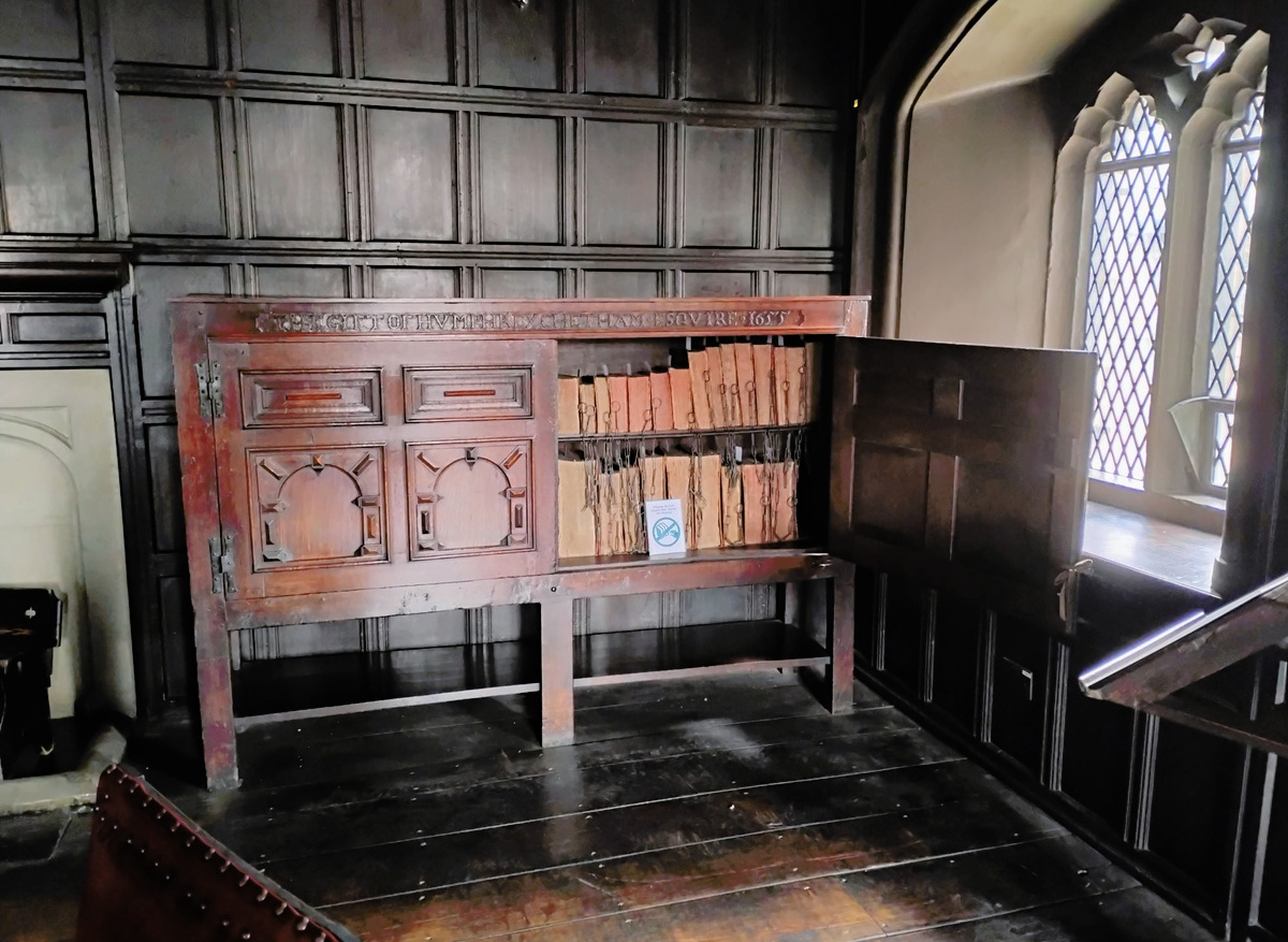 Gorton Chained Library cabinet, after conservation
